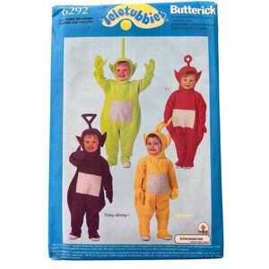 90s Butterick 6292 Kids Teletubbies Size Small-XL Costume Pattern Vintage UNCUT